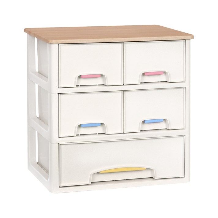 리빙스마일 베이비우드 3단 트윈2일반1 서랍장, 랜덤발송