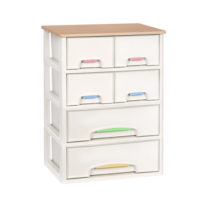 리빙스마일 베이비우드 4단 트윈2일반2 서랍장, 랜덤발송