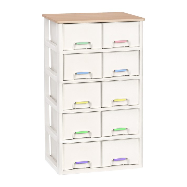 리빙스마일 베이비우드 5단 트윈5 서랍장, 랜덤발송