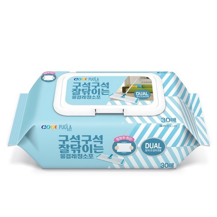 코디 퓨올라 구석구석 잘닦이는 물걸레 청소포 30매, 1개