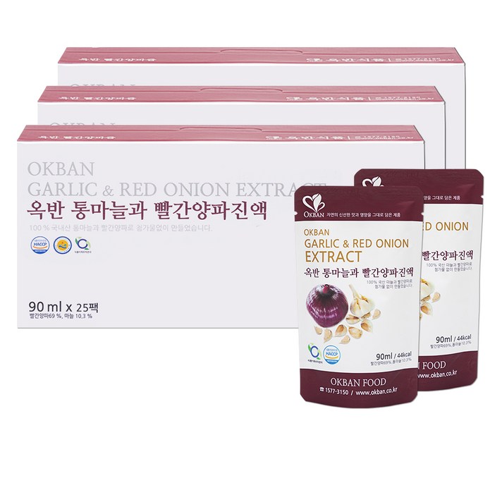 옥반식품 통마늘과 빨간양파진액, 90ml, 75개