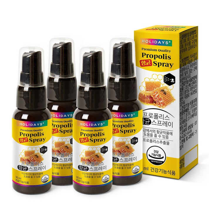 홀리데이즈 구강 내 프로폴리스 항균 스프레이, 30ml, 4개