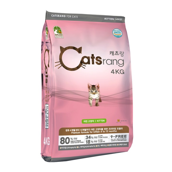캐츠랑 키튼 고양이 사료, 닭, 4kg