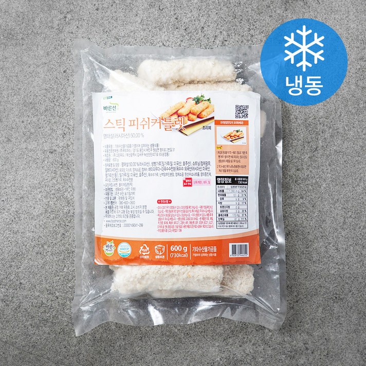 바른선 스틱 피쉬 커틀릿 (냉동), 600g, 1개