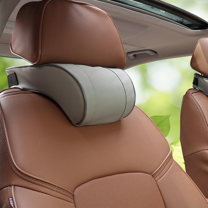 다니카 차량용 프리미엄 메모리폼 가죽 목쿠션 TO-001, 그레이