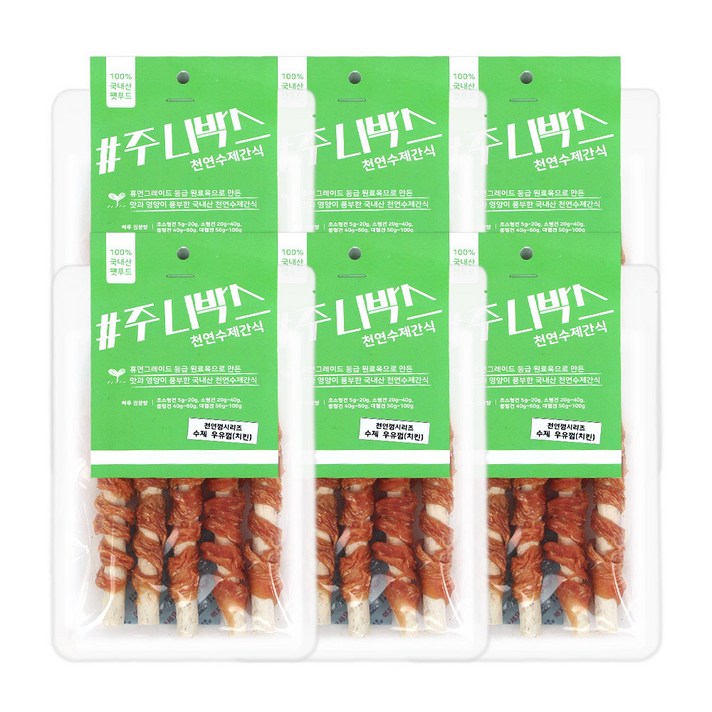 주니박스 천연껌시리즈 강아지 우유껌 80g, 치킨, 6개