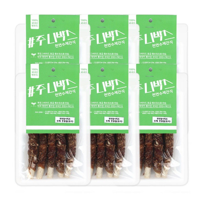 주니박스 천연껌시리즈 강아지 우유껌 80g, 오리, 6개