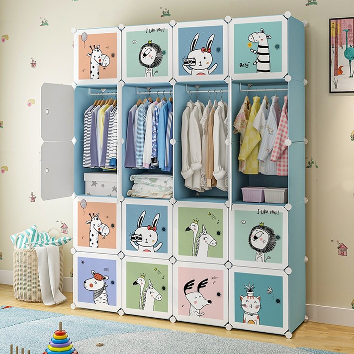가팡 심플한 침실 유아 옷장 S, 블루