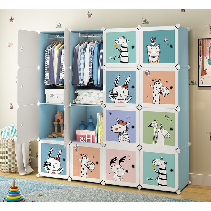가팡 심플한 침실 유아 옷장 D, 블루