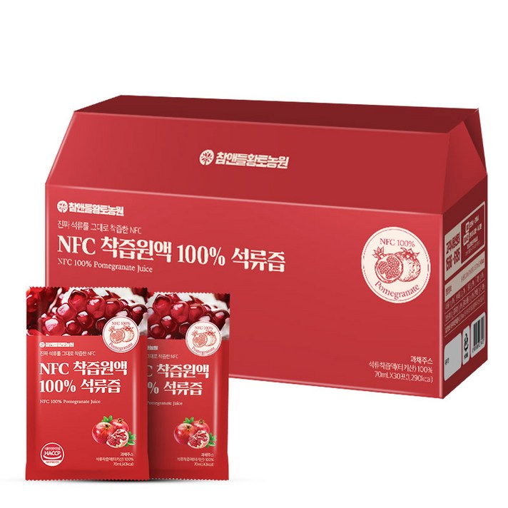 참앤들황토농원 NFC 착즙 석류즙, 70ml, 30개