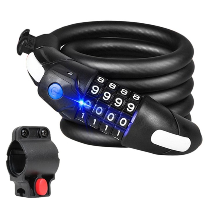 노스바이크 4단 번호키 자전거 자물쇠 NB-061 + 브라켓 세트, 블랙, 1세트