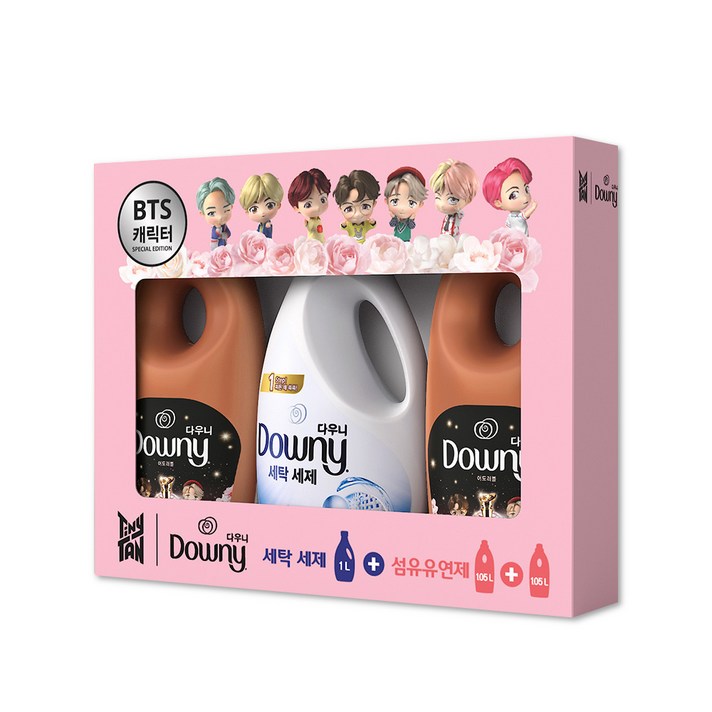 다우니 섬유유연제 어도러블 본품 1.05L x 2p + 세탁 세제 블루 1L, 1세트