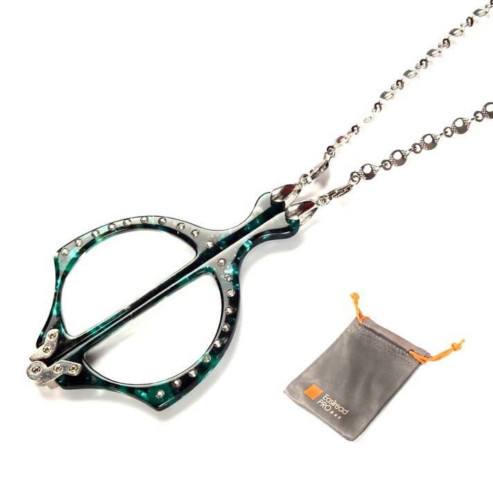 이실리드프로 목걸이 루페 휴대용 돋보기 X302 2.5배율 + 파우치, 그린