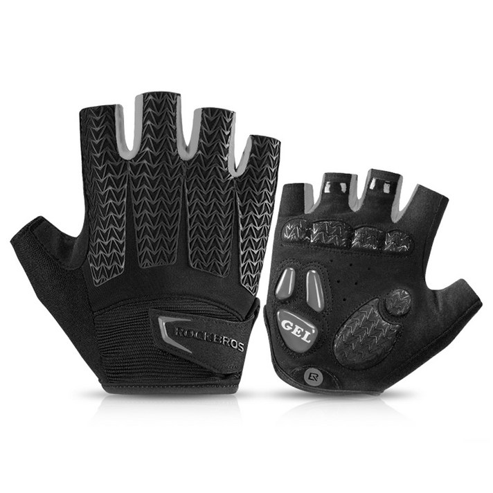 락브로스 젤패드 자전거 반장갑 S169, 블랙그레이