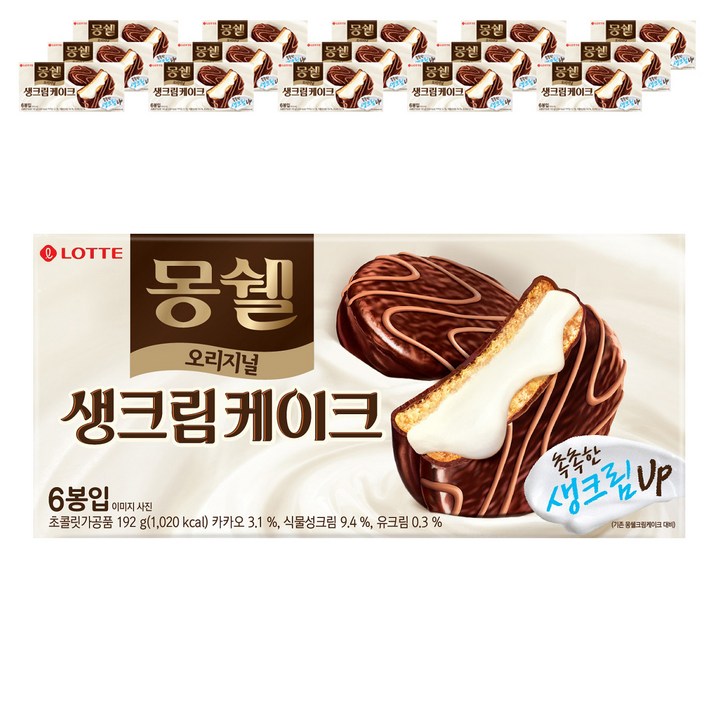 롯데제과 몽쉘 생크림케이크 6p, 192g, 16개