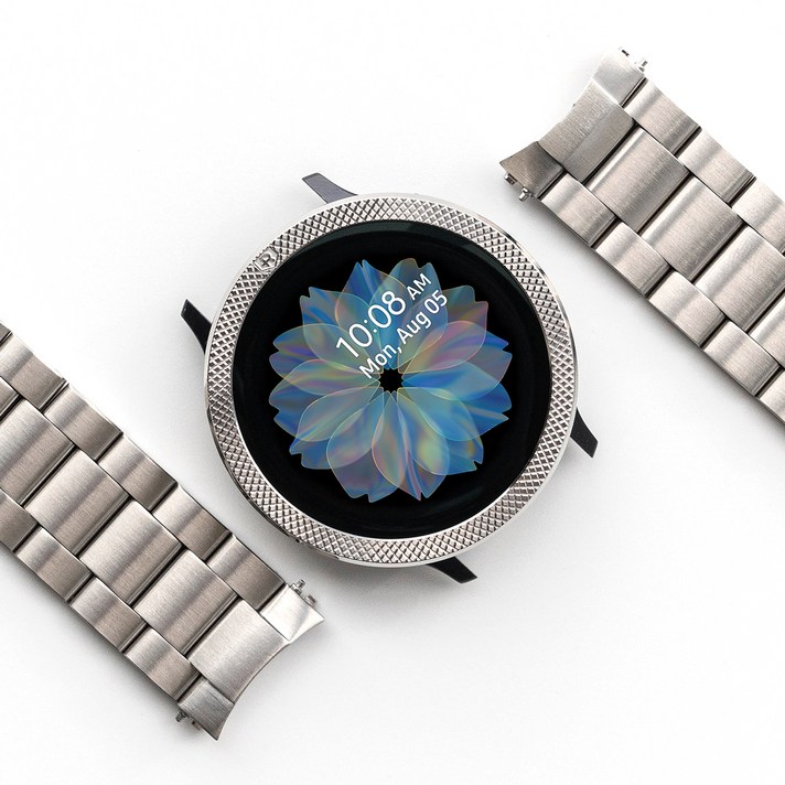 링케 갤럭시 액티브2 워치 메탈원 시계줄 메탈 밴드 40mm, 1세트, 실버