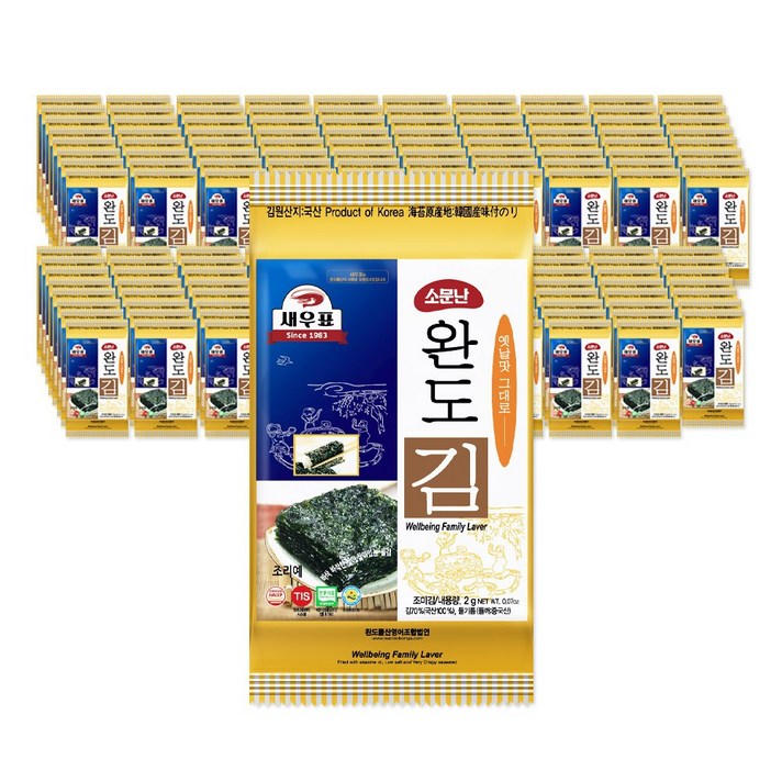 새우표 완도 도시락김, 160개, 2g