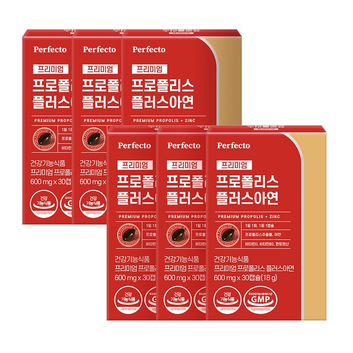 퍼펙토 프리미엄 프로폴리스 플러스 아연 18g, 30정, 6개