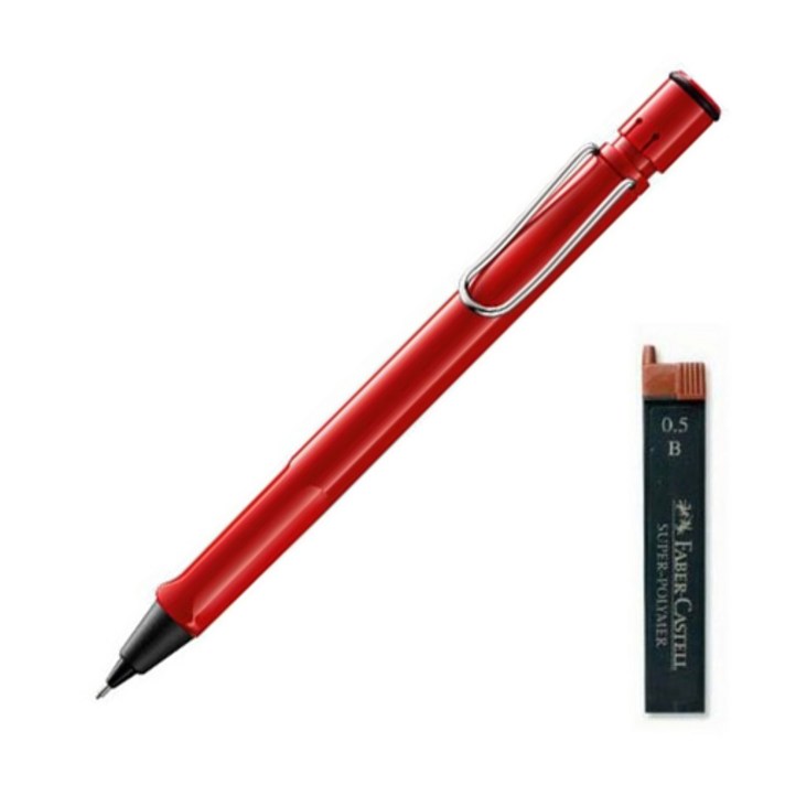 LAMY 사파리 샤프 레드 + 파버카스텔 샤프심 랜덤발송 세트, 0.5mm, 1세트