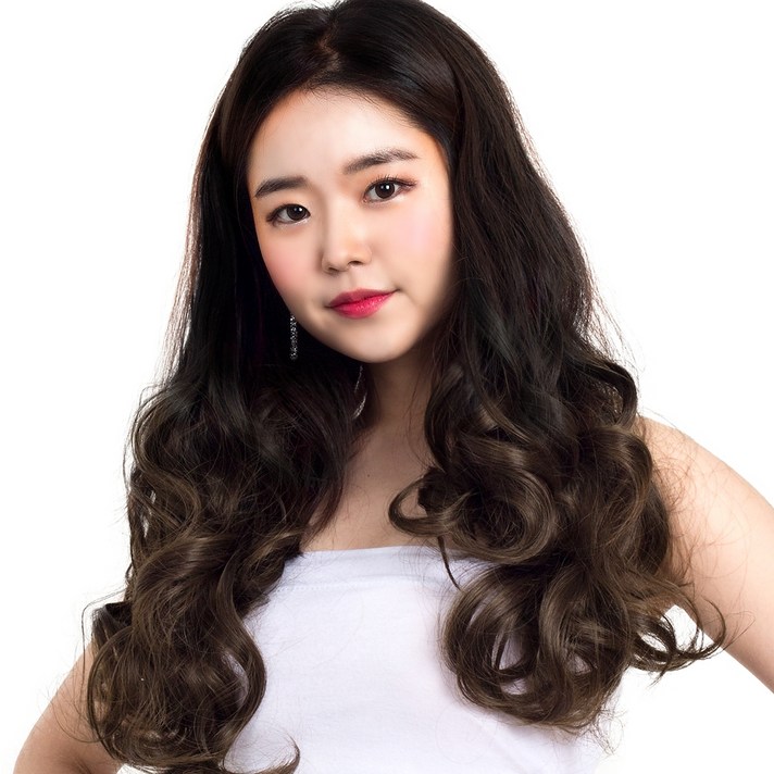 웨이브 붙임머리 블랙 5p, 애쉬브라운, 1세트