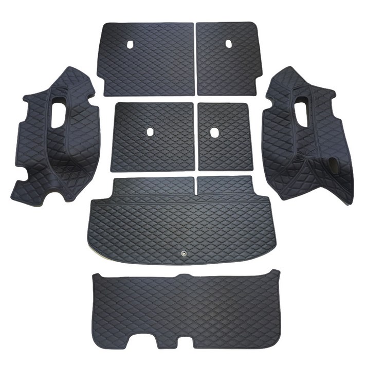 차팡 풀커버 SS 원단 차량용 트렁크매트 블랙 + 벨크로 까끌이 15p + 보들이 15p, 현대, 펠리세이드 하프모델 8인승(3열 자동) 도어LED무