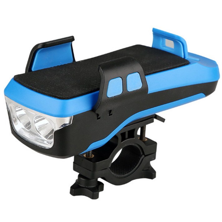 디빅 4 in 1 전자벨 자전거 라이트 핸드폰 거치대, 블루