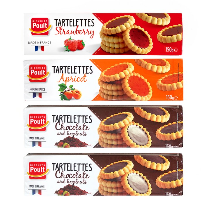 폴트 타르트 딸기 150g + 살구 150g + 초콜릿 앤 헤이즐넛 150g x 2p 세트, 1세트