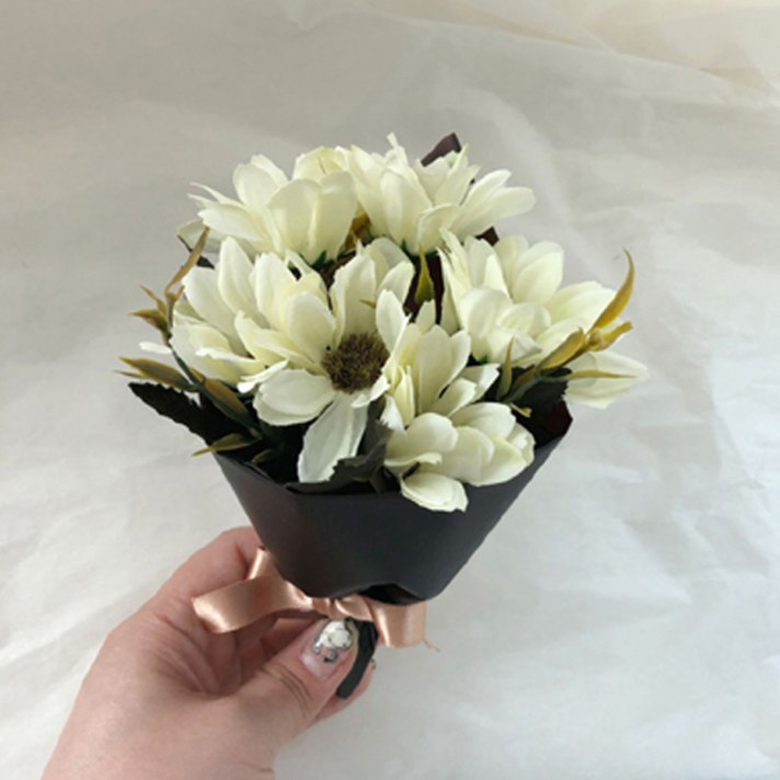 다니엘라 조화 미니 추모 꽃다발 데이지, 화이트