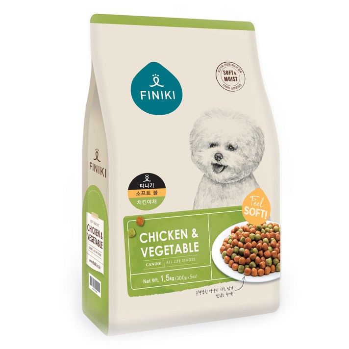 피니키 소프트볼 치킨야채 강아지 건식사료, 곡물, 1.5kg