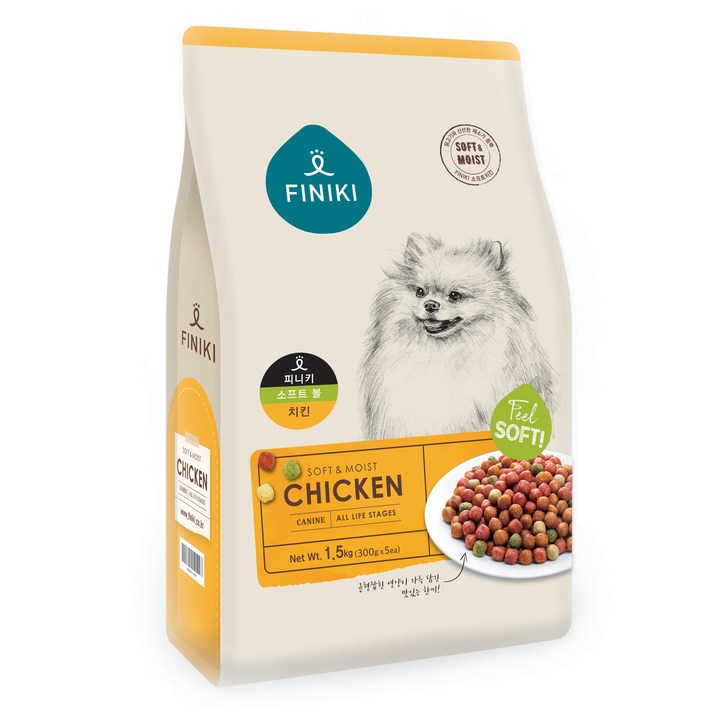 피니키 소프트볼 치킨 강아지 건식사료, 닭, 1.5kg