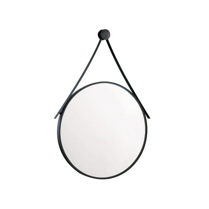두진 스트랩 원형 거울 500mm, 블랙