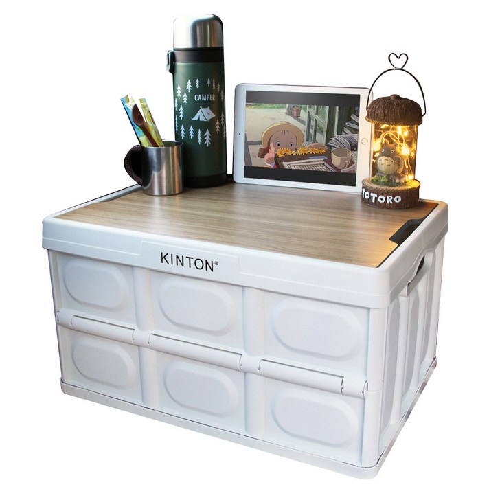 킨톤 트렁크정리함 캠핑테이블 57L + 상판, 밀크화이트(정리함), COI9(상판)