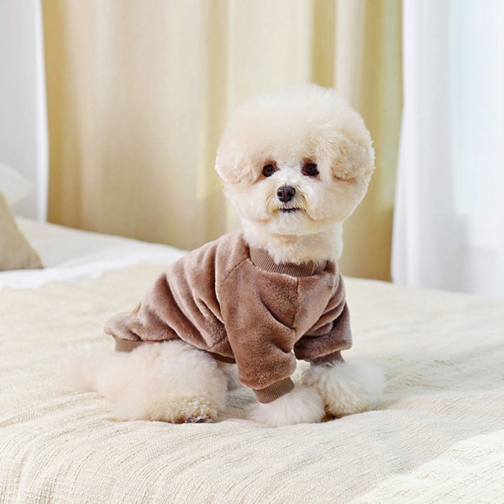 펫츠랜드 강아지 마카롱 밍크 티셔츠, 브라운