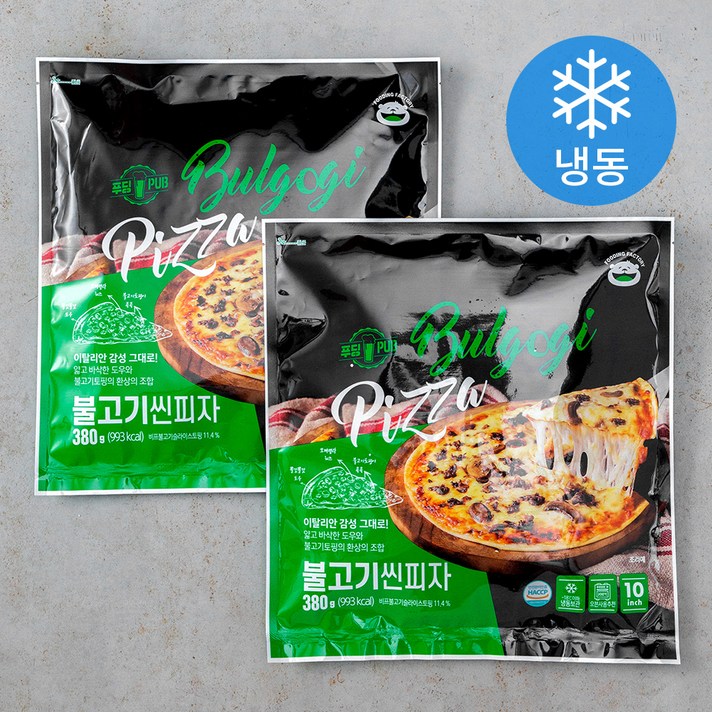푸딩팩토리 불고기 씬피자 (냉동), 380g, 2개