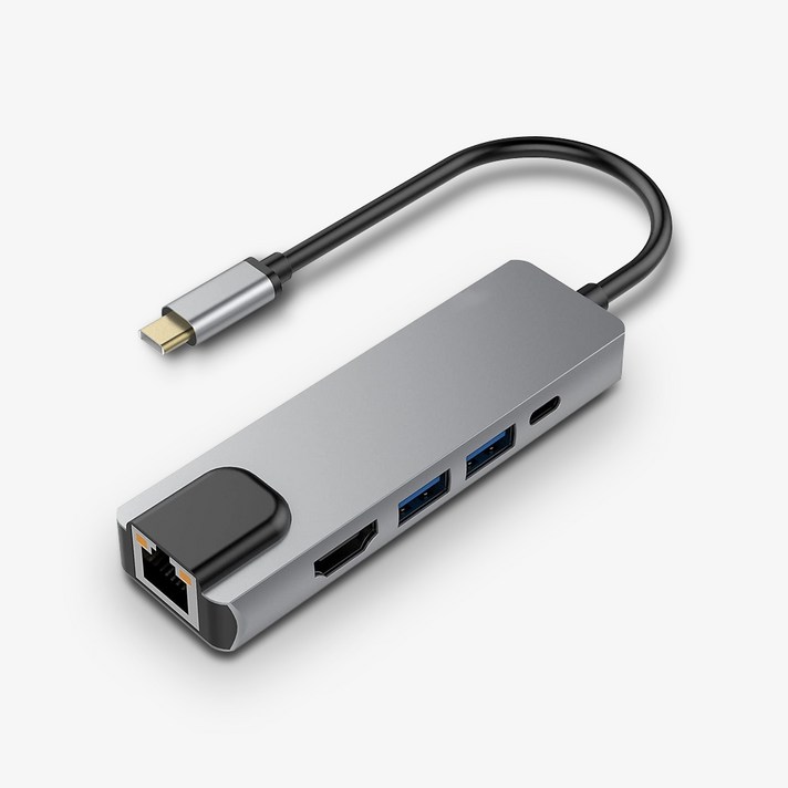 묘한 5 in 1 C타입 멀티 포트 허브 MHU105GE, 스페이스그레이
