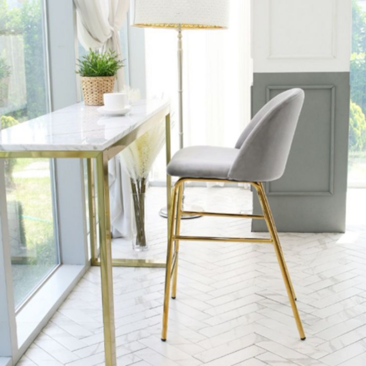 지엠퍼니처 에그 골드 벨벳 바체어, 그레이