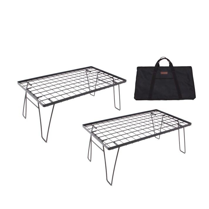 모루 쿨러 스탠드 테이블 2p + 수납가방, 블랙