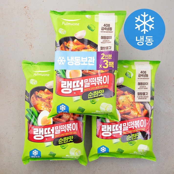 풀무원 랭떡 밀떡볶이 순한맛 2인분 (냉동), 480g, 3개