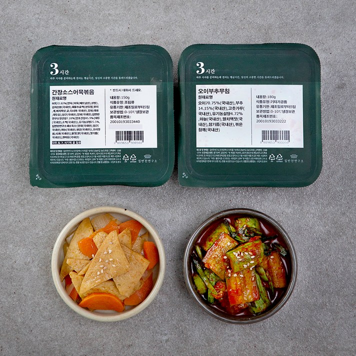 집반찬연구소 간장소스어묵볶음 150g + 오이부추무침 180g, 1세트