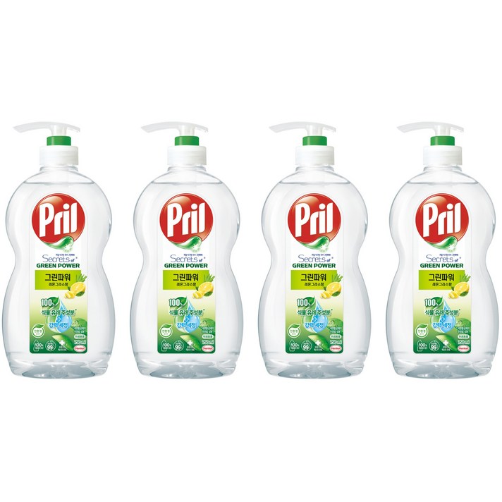 프릴 그린파워 레몬 그라스 주방세제, 750ml, 4개