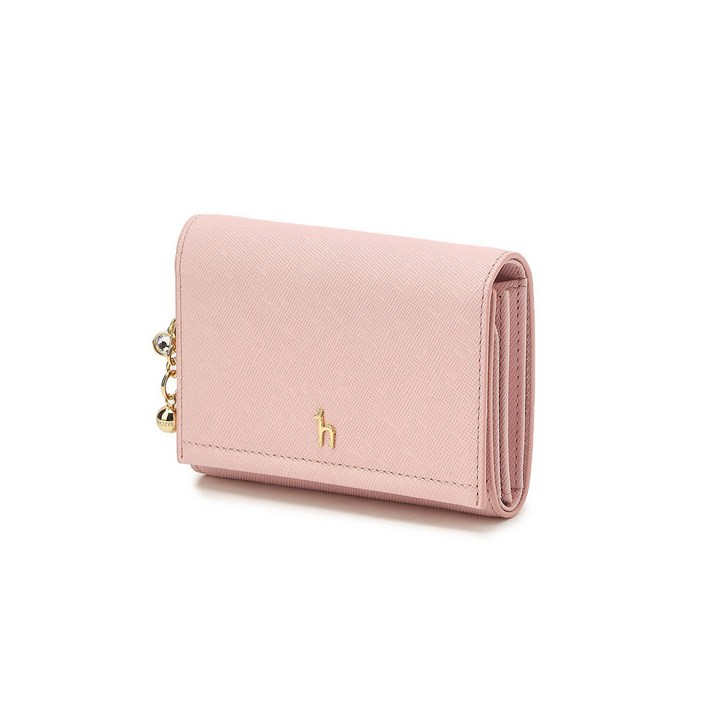 헤지스 ELLA 퍼피로고 버블참 장식 소가죽 3단 반지갑