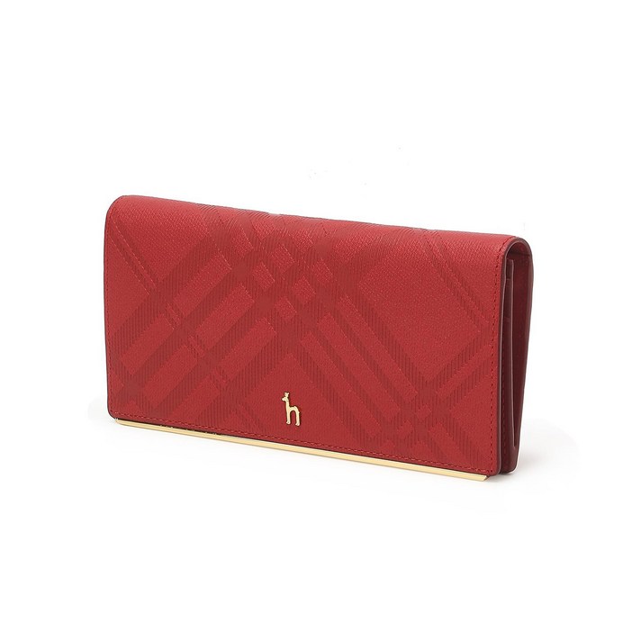 헤지스 체크패턴 소가죽 장지갑
