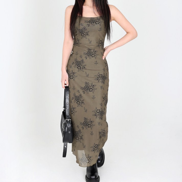 닷이프 유니크 꽃 슬리브리스 롱원피스 T24SS1A0200