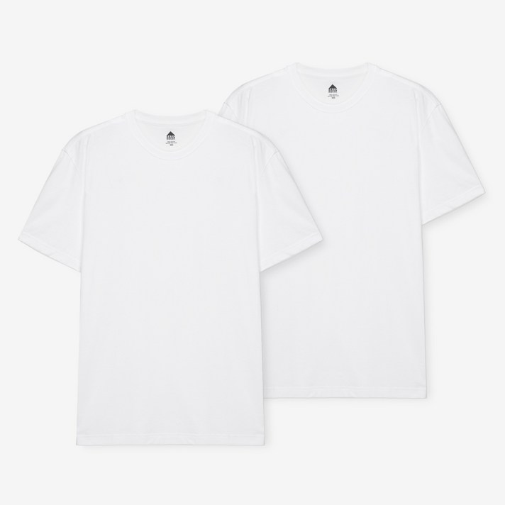 베이직하우스 레이어드 라운드넥 통기성 반팔 티셔츠 2p WATS0103