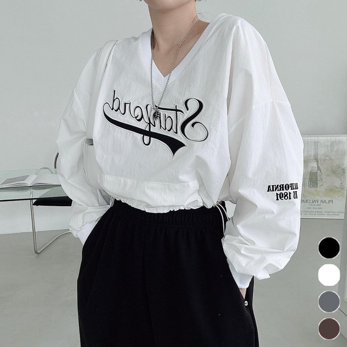 시크힐즈 브이넥 크롭 스트링 오버핏 티셔츠 00845
