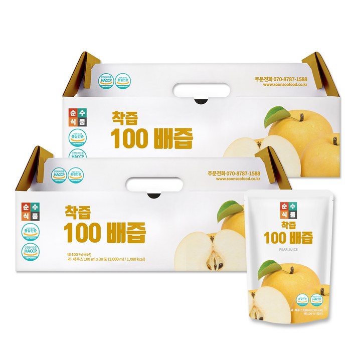 순수식품 착즙 100% 배즙, 100ml, 60개입