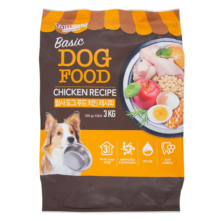 탐사 6free 강아지 사료 치킨 레시피, 3kg, 1개