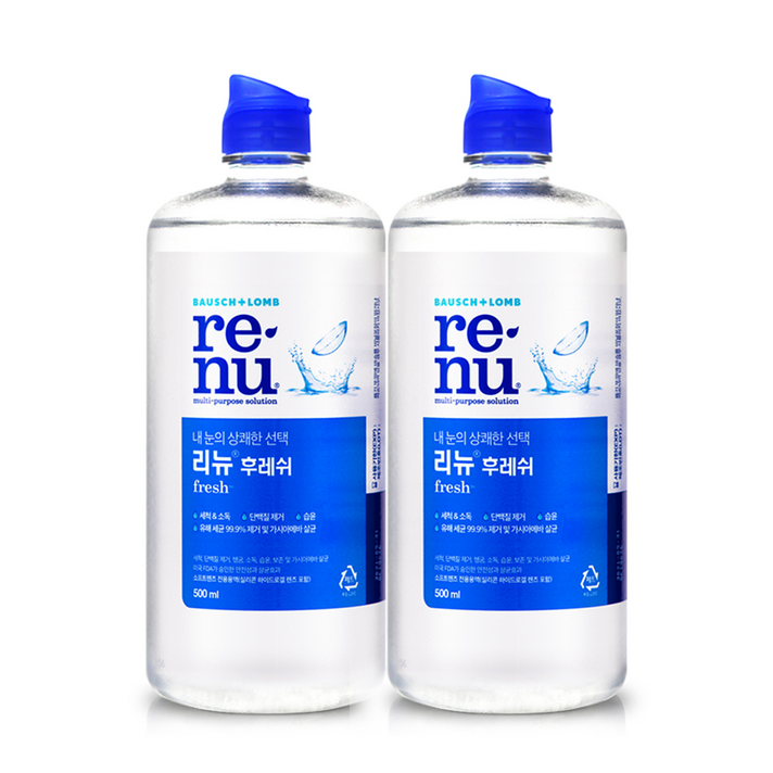 리뉴 후레쉬 렌즈 세정액, 500ml, 2개