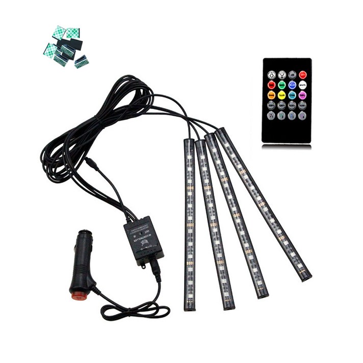 켈리마 사운드 반응 자동차 LED 무드램프세트, 혼합 색상, 1세트