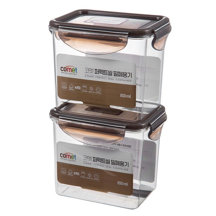 코멧 퍼펙트씰 밀폐용기, 850ml, 2개입